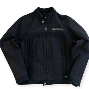 Vintage Harley Davidson Y2K Black Moto Embroidered Logo Jacket Size M